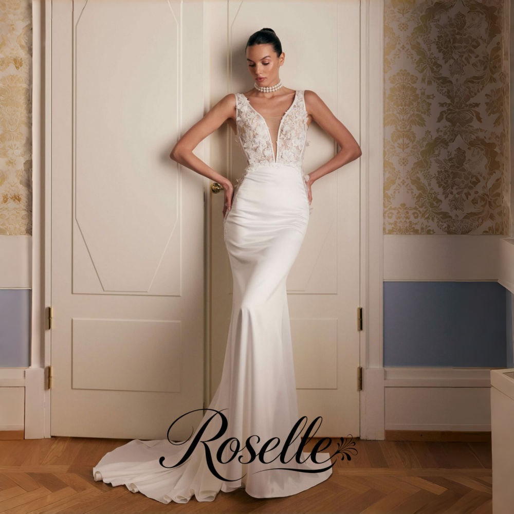 Wedding Qw - ROSELLE Lace V- Neck Mermaid Wedding