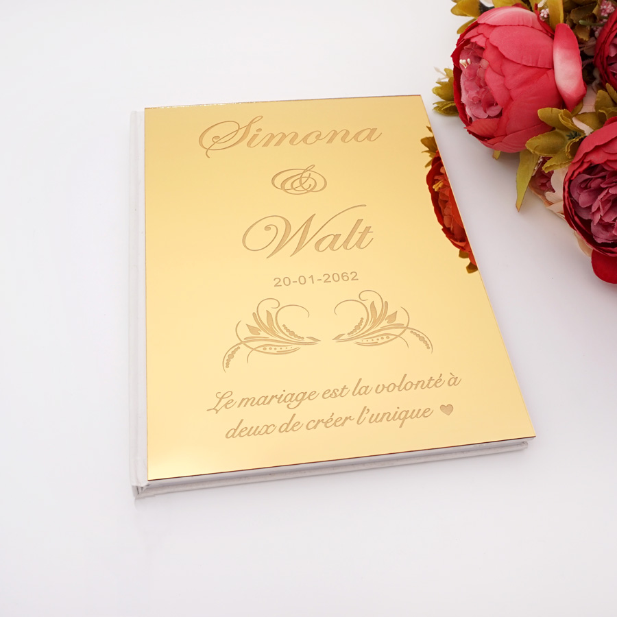 Personalized Guest Book - Acrylic Mirror Personalized Elegant Wedding Signature
