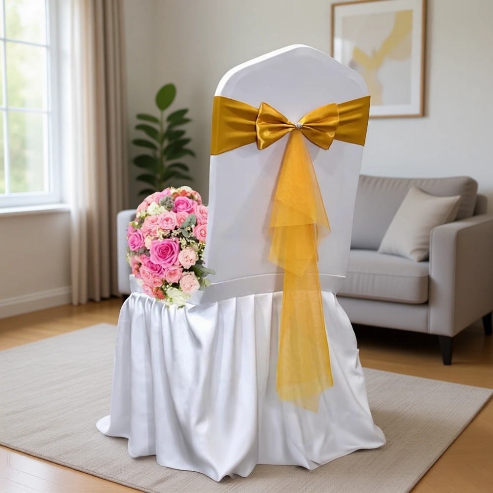 Chair Sash Organza - Classic European Style Bow Organza Stretch