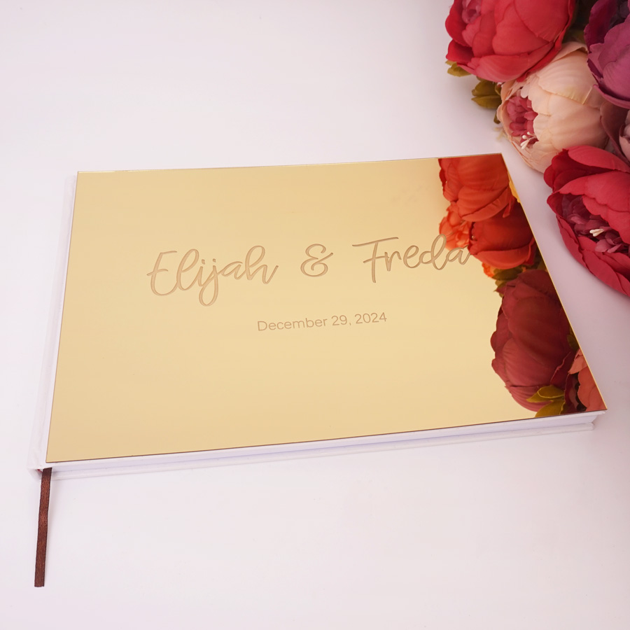 Personalized Guest Book - 25*18 CM Personalized Guest Book Gold