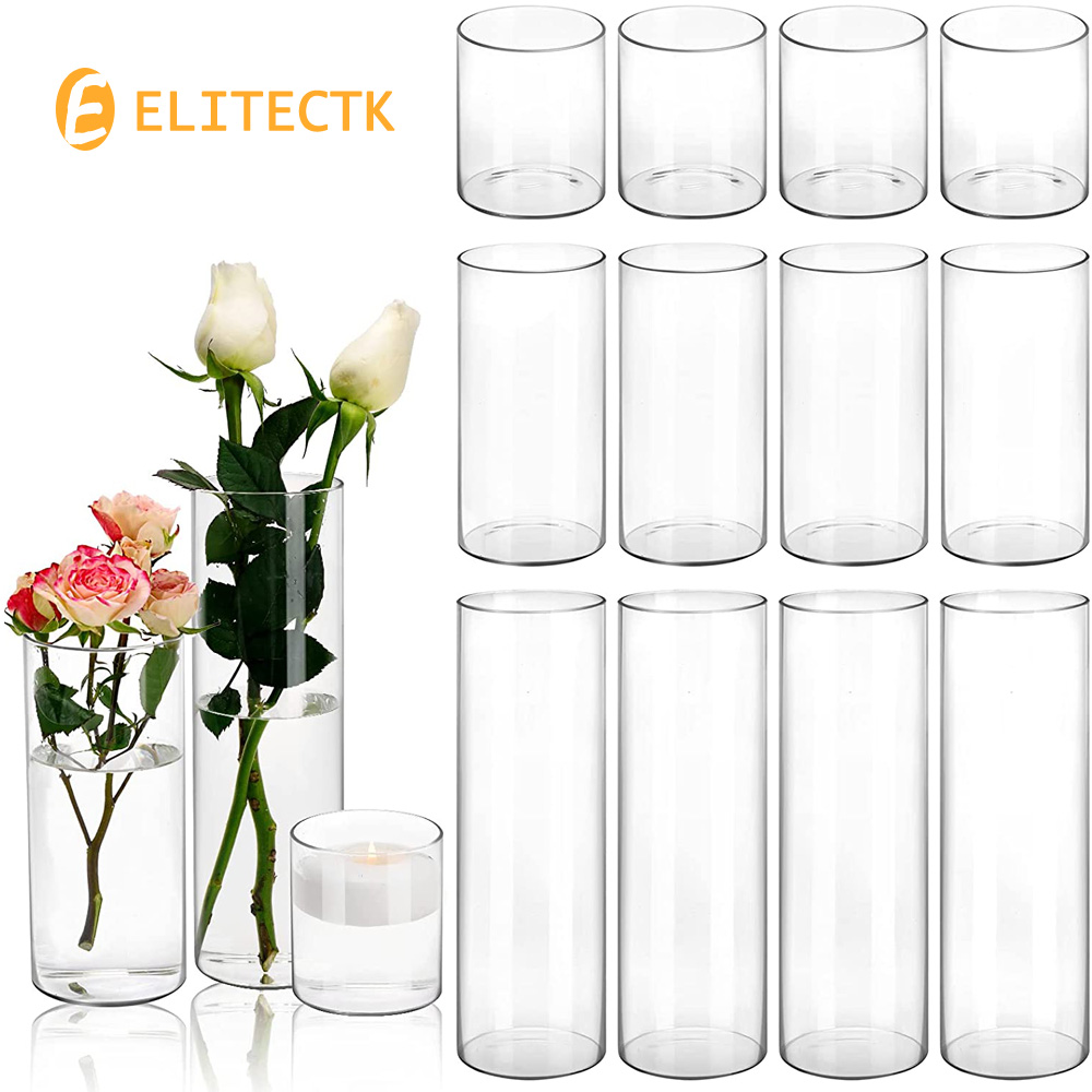 Centerpiece Vase Tall - Glass Cylinder Vase Hurricane Candle Holder