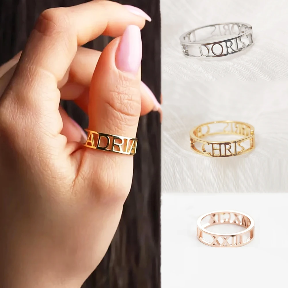 Wedding Zone - Personalized Custom Letter Name Open Ring