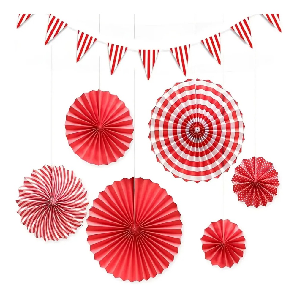 Wedding Supply Canada - 18Pcs Red White Striped Pennant Flags