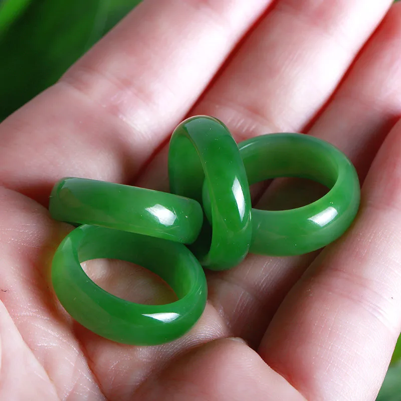 Wedding Zone - Natural Green Hetian Jade Ring Chinese