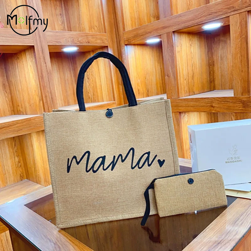 2 Pcs Linen Tote Bag Large Cap - Wedding Vendor recension och pris