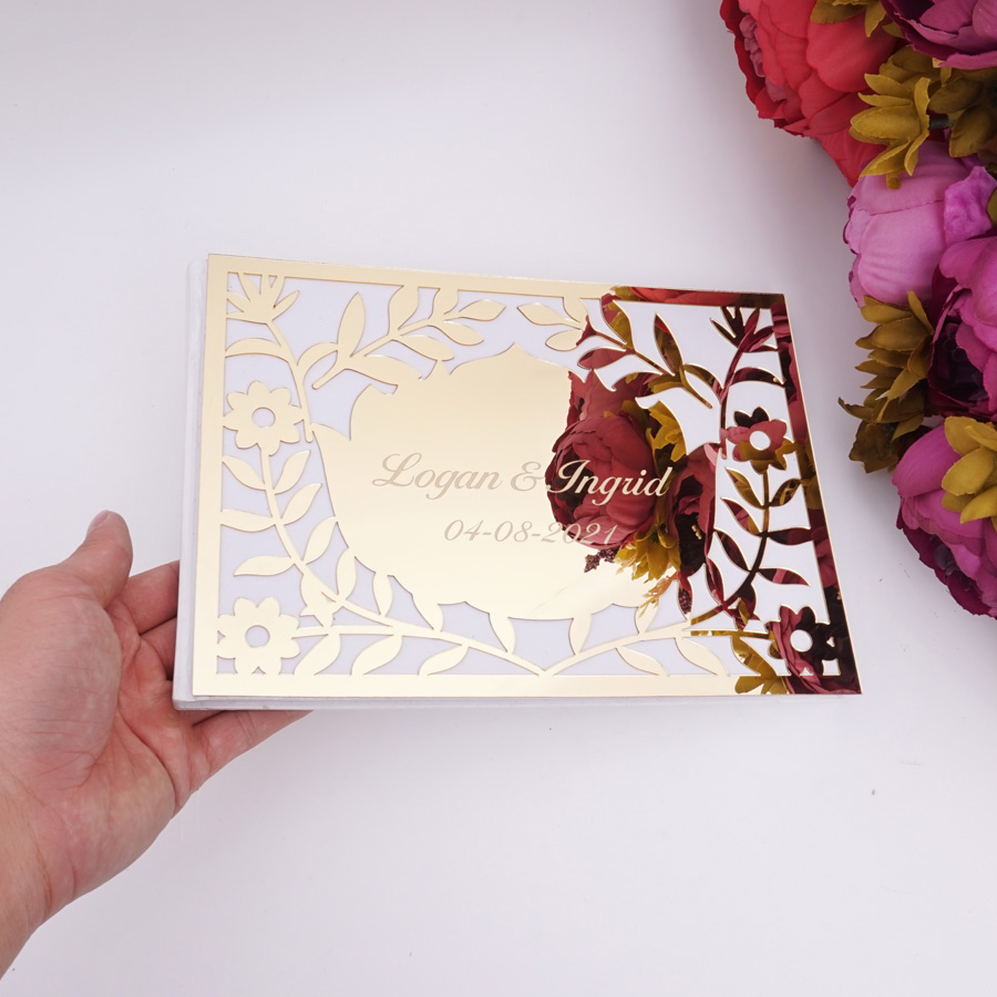 Luxury Hollow Floral Mirror Ac - Personalized Guest Book recension och pris