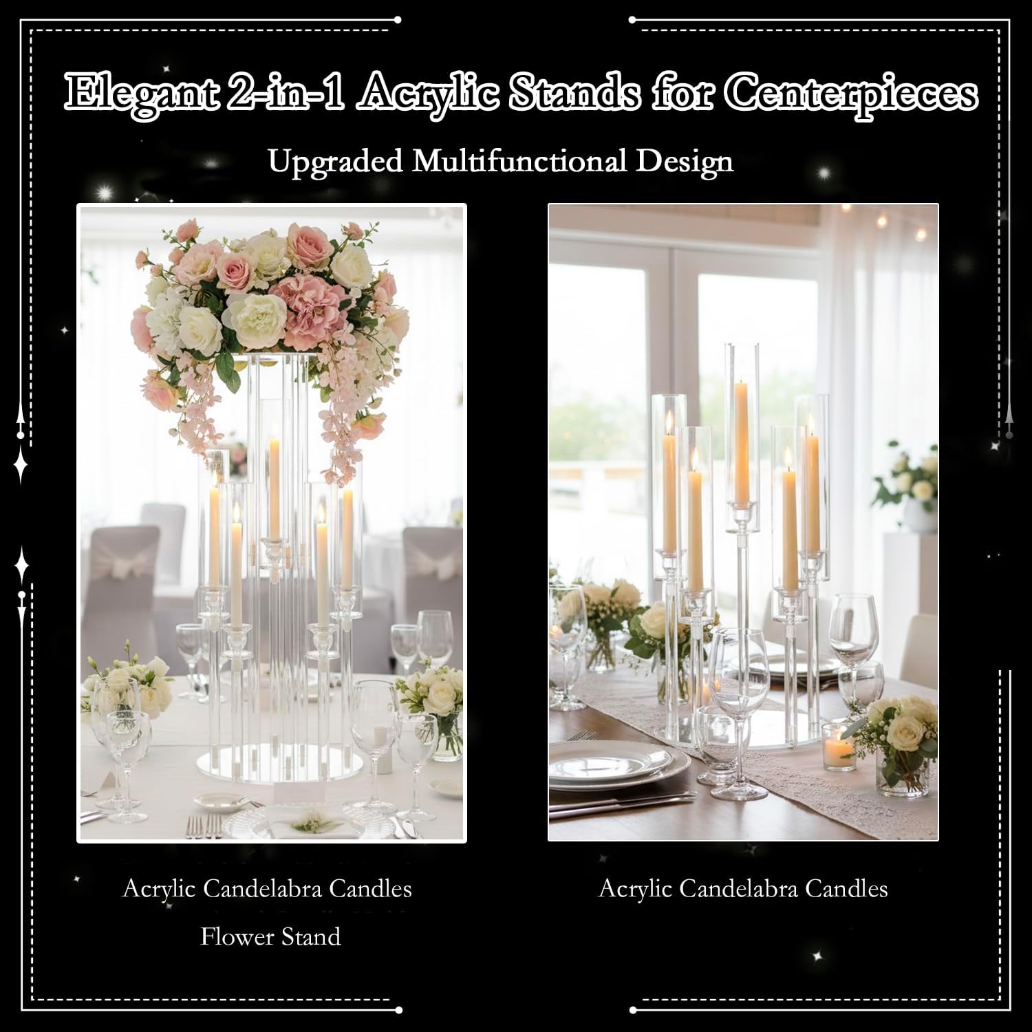 Clear 5-Arm Acrylic Candelabra - Centerpiece Vase Tall recension och pris