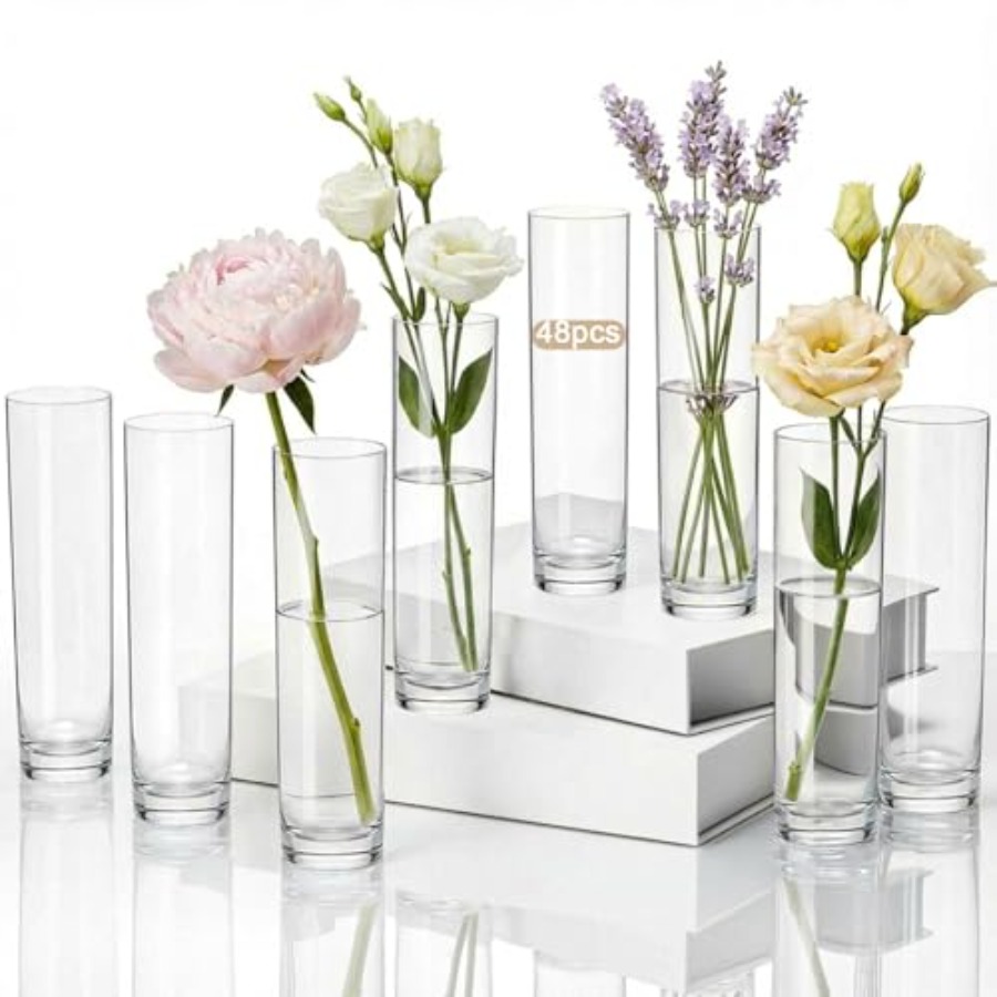 48 Pcs acrylic cylinder bud va - Centerpiece Vase Tall recension och pris