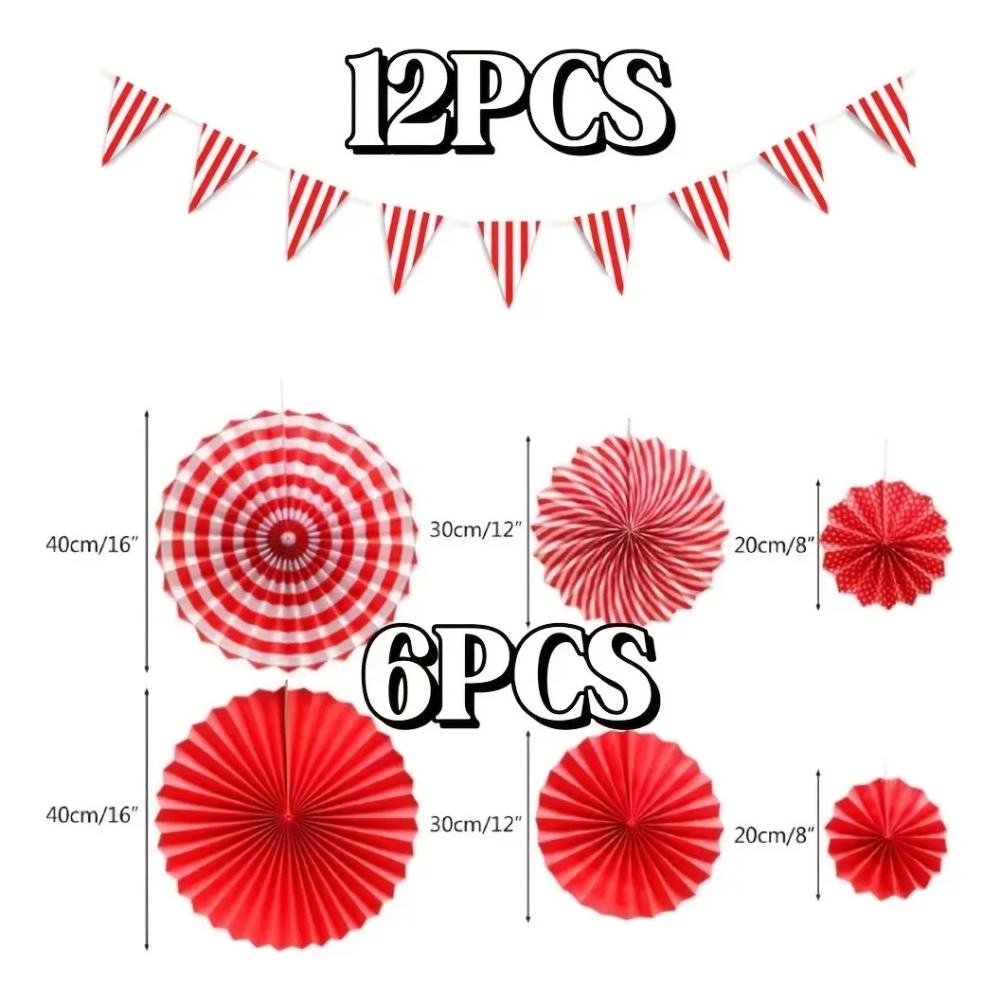18Pcs Red White Striped Pennan - Wedding Supply Canada recension och pris