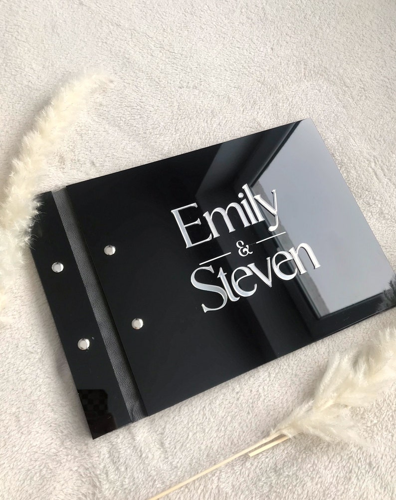 Black Acrylic Wedding Guestboo - Personalized Guest Book recension och pris