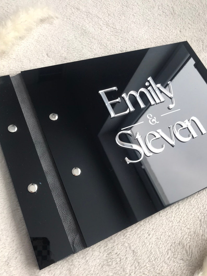 Black Acrylic Wedding Guestboo - Personalized Guest Book recension och pris