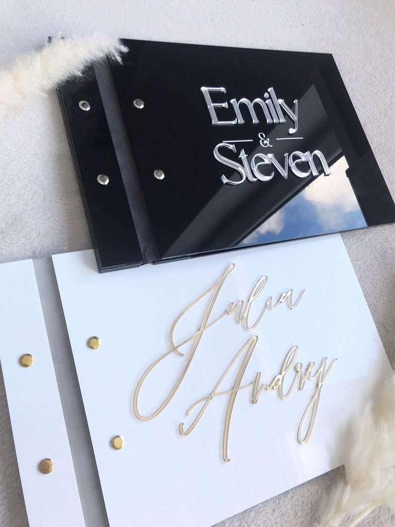 Black Acrylic Wedding Guestboo - Personalized Guest Book recension och pris